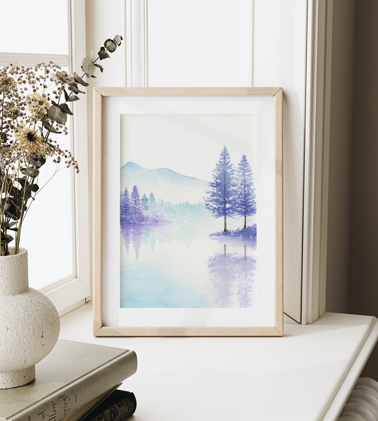 Set of 4 Four Seasons Art Print | Simple Landscape Watercolor Painting