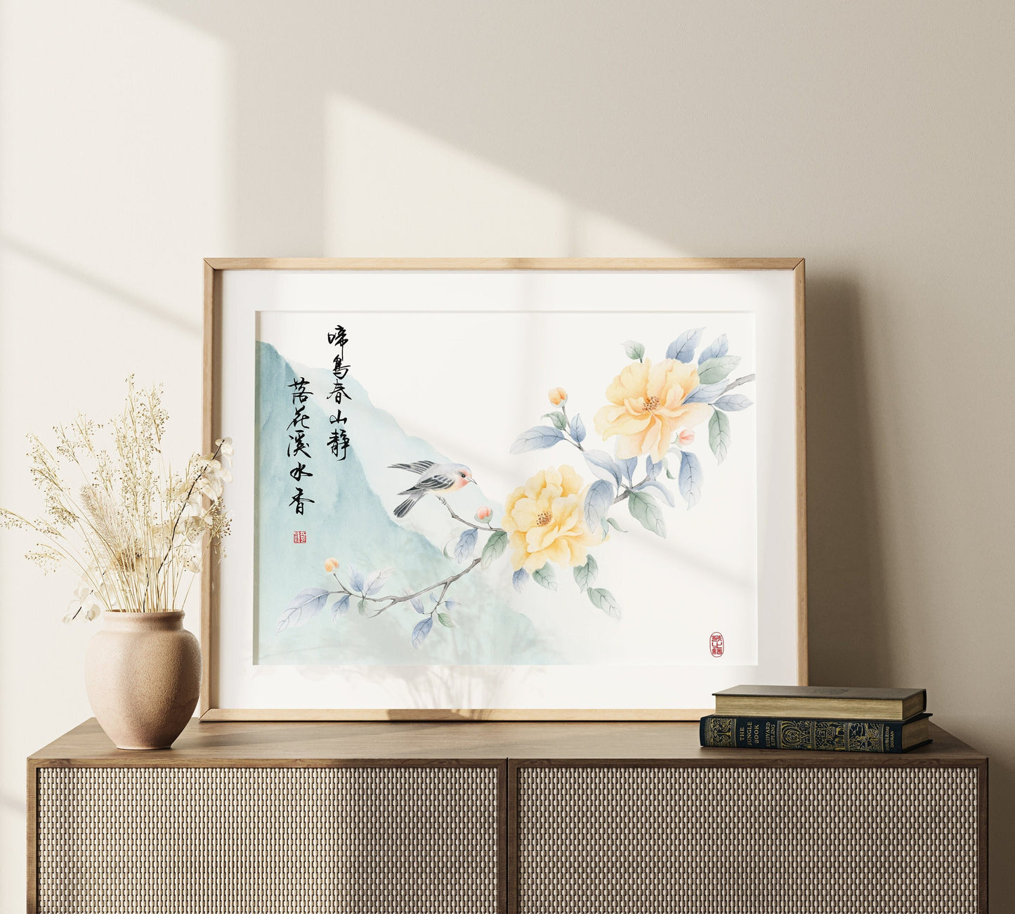 Scent of Tranquility | Floral Bird Watercolor Art Print