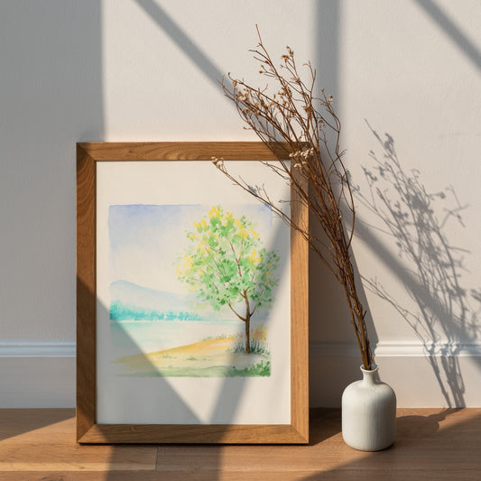 Summer Tree | Simple Landscape Watercolor Art Print