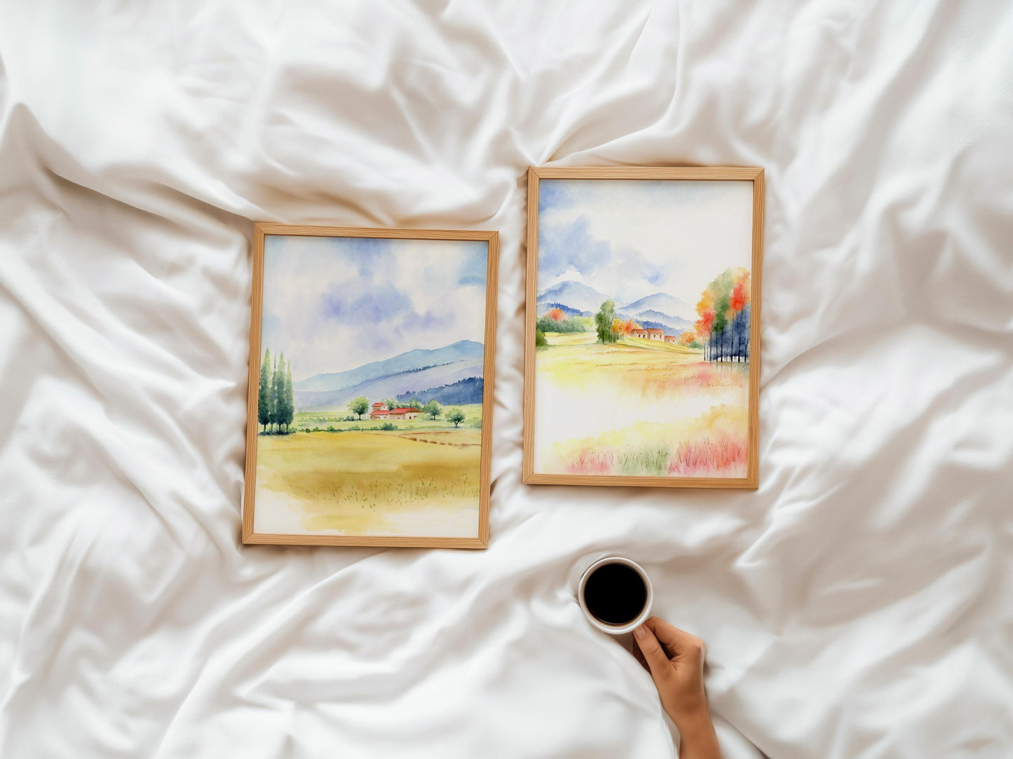 Country Roads| Set of 2 Watercolor Country Landscape Art Prints
