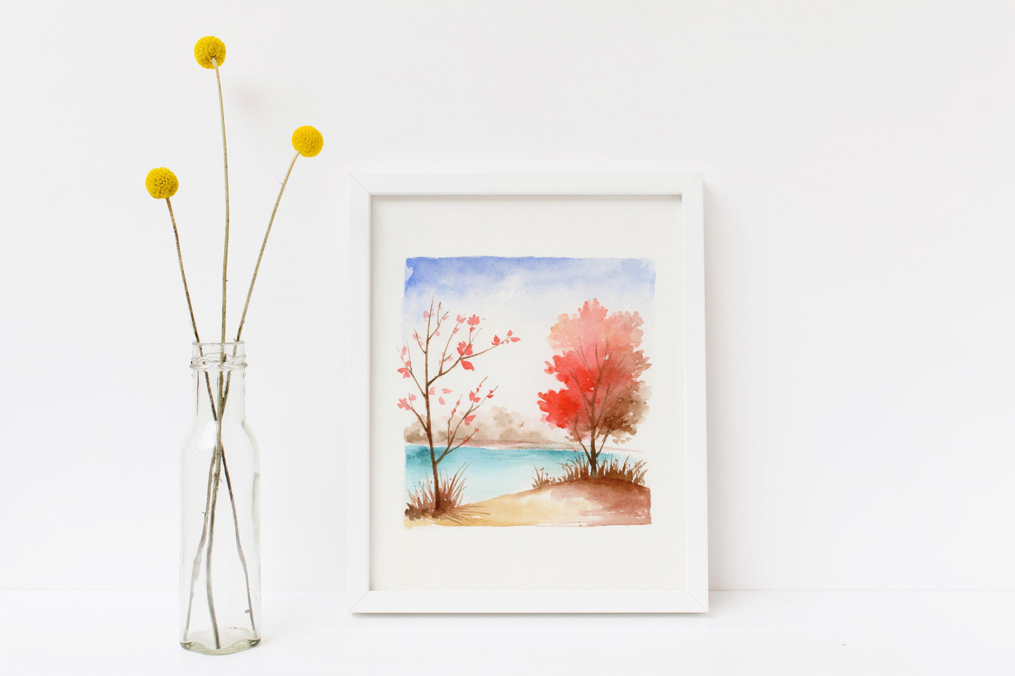Serene Fall Scene | Landscape Watercolor Art Print