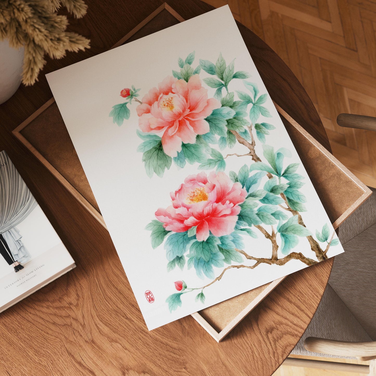 Lustrous Paeonia | Vintage Peony Watercolor Art Print
