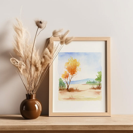 Vibrant Autumn Scene | Landscape Watercolor Art Print
