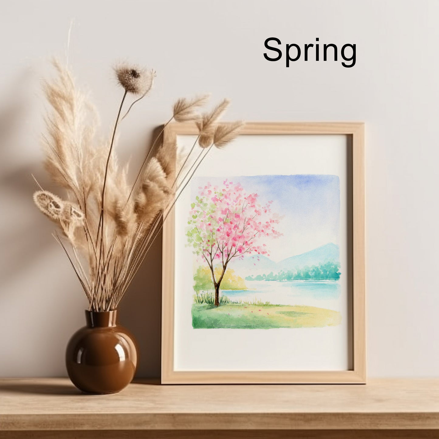 Set of 4 Tree Art Prints | Four Seasons Landscape Watercolor Art Print