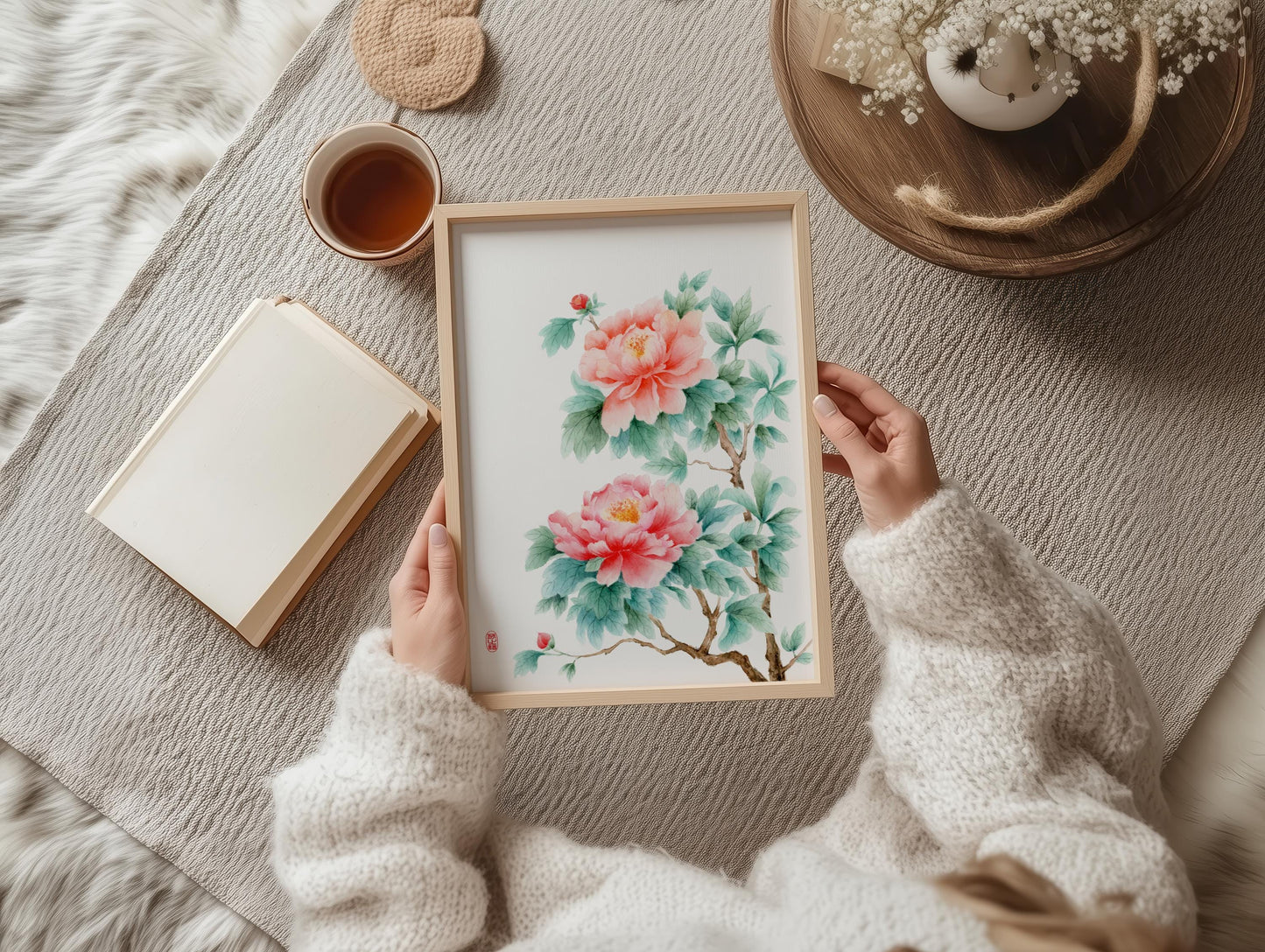 Lustrous Paeonia | Vintage Peony Watercolor Art Print