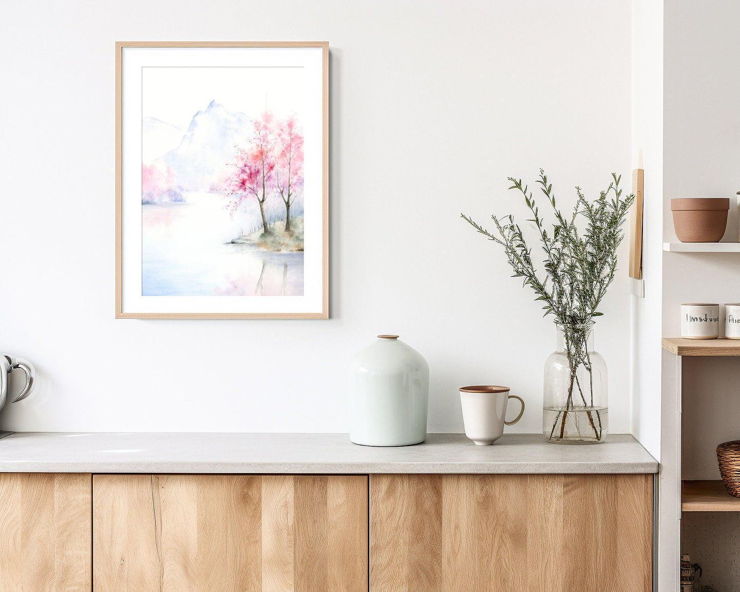Spring Blossom | Spring Mountain Lake Watercolor Art Print