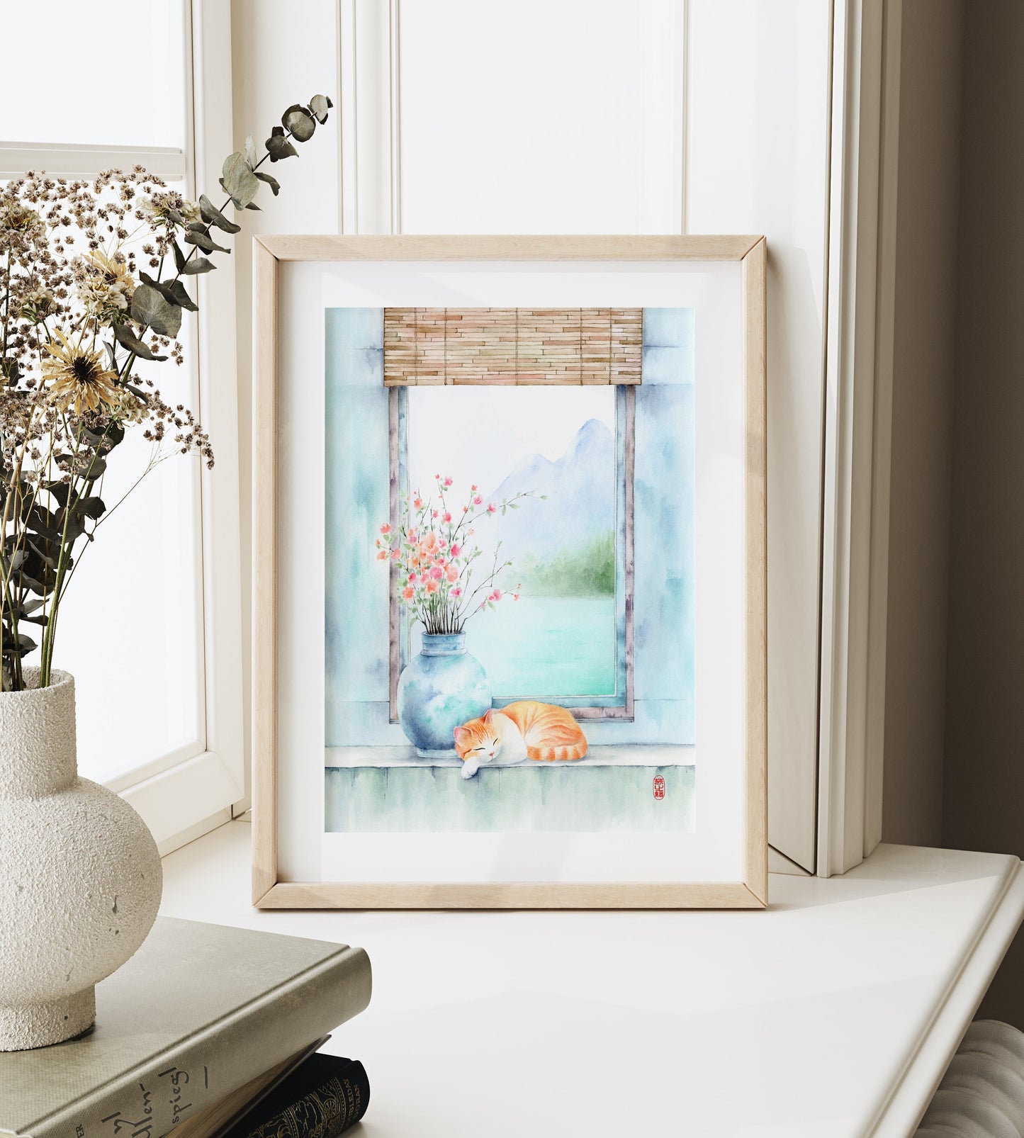 Ethereal Curiosity | Cat Watercolor Art Print