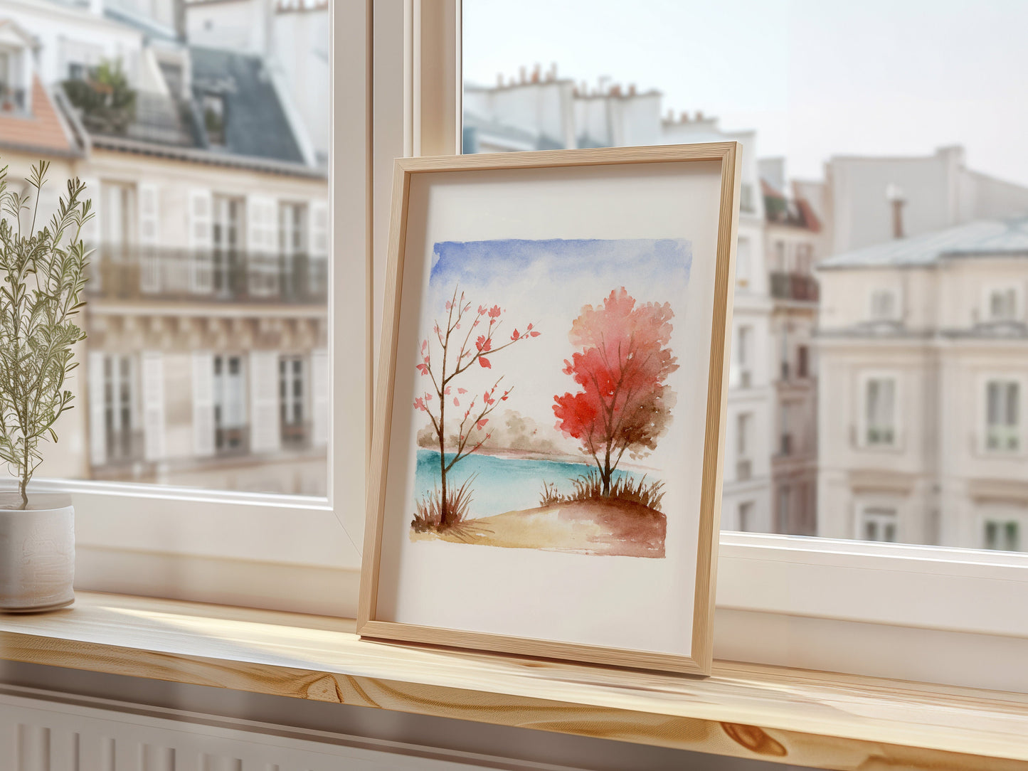 Serene Fall Scene | Landscape Watercolor Art Print