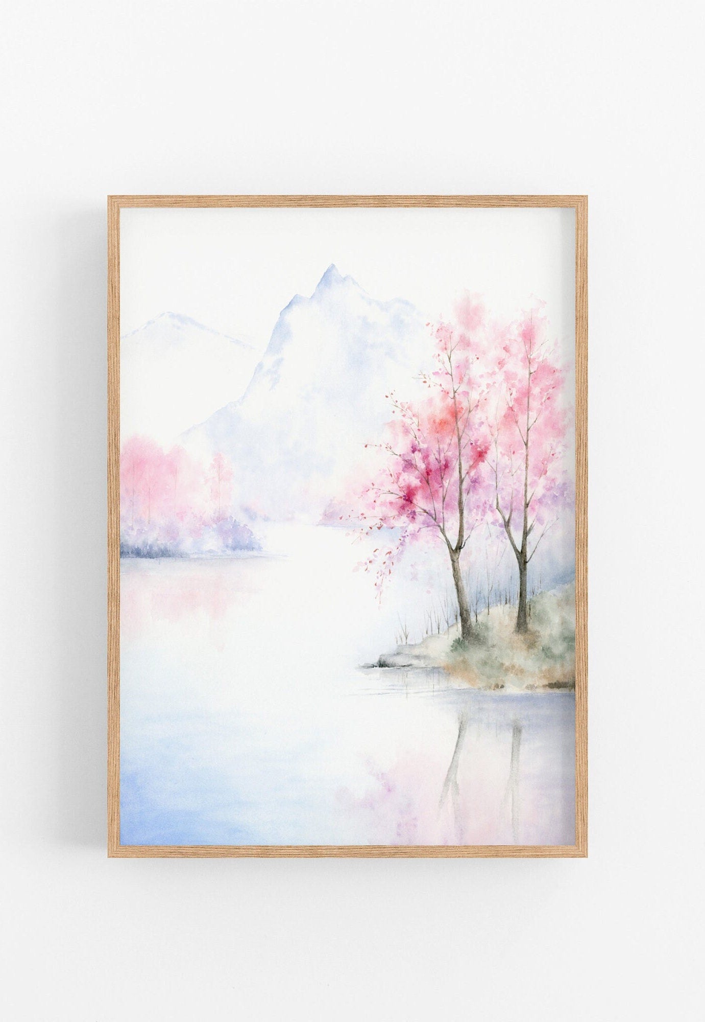 Spring Blossom | Spring Mountain Lake Watercolor Art Print
