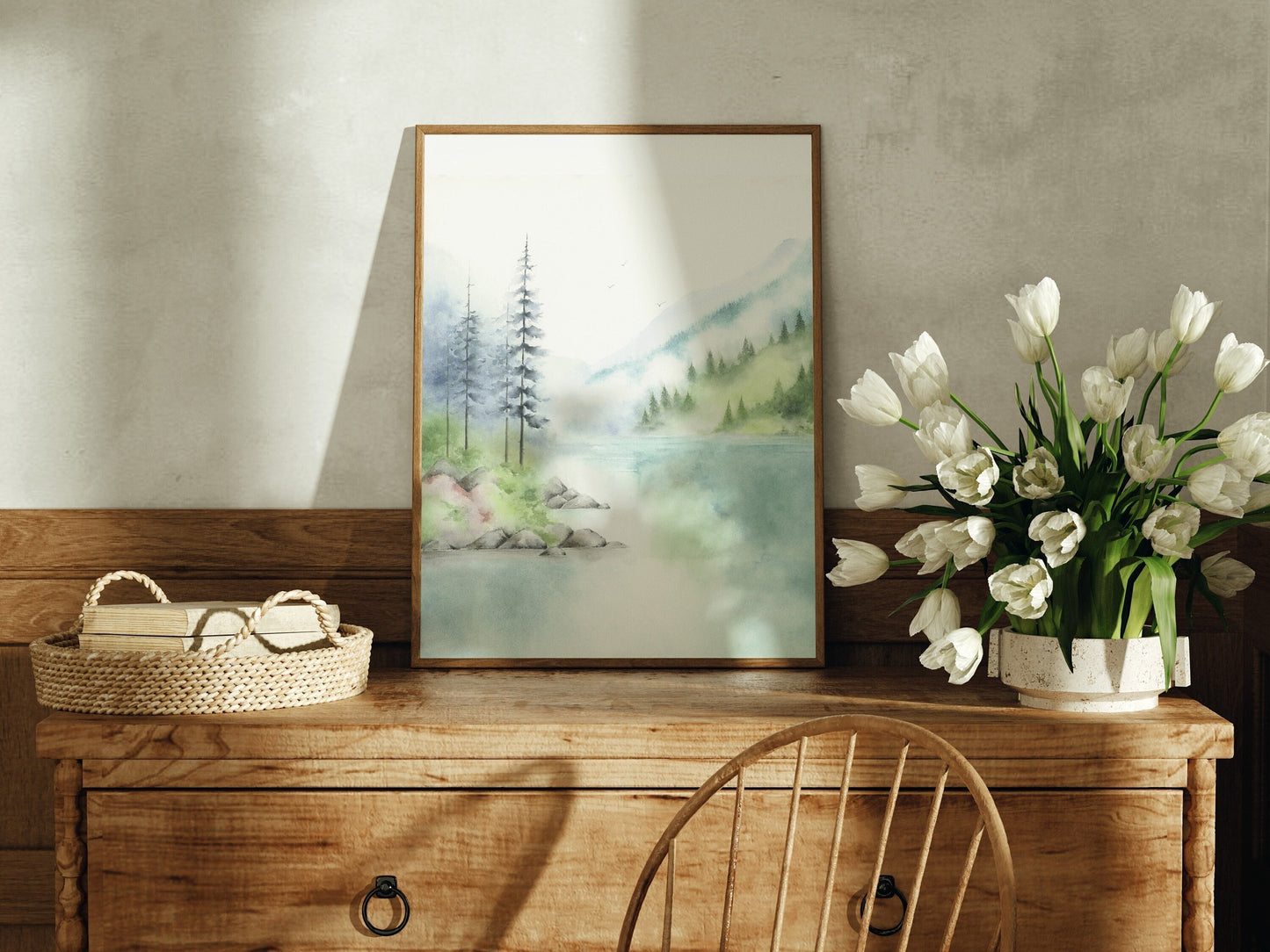 Sunsong Serenade | Summer Mountain Lake Watercolor Art Print