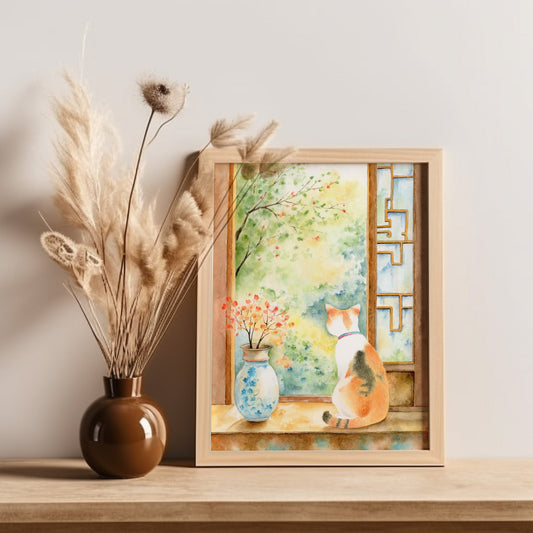 Unbridled Curiosity | Oriental Cat Watercolor Art Print