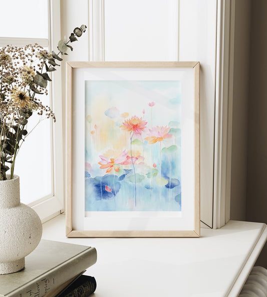 Vibrant Lotus | Abstract Lotus Watercolor Art Print