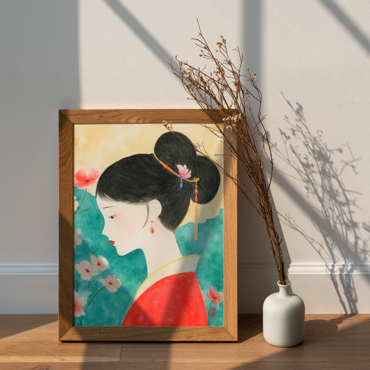 In Blossom 花间意 | Ancient Beauty Watercolor Art Print