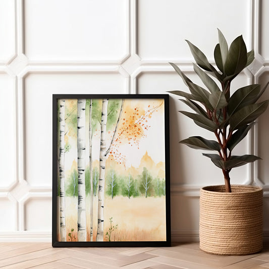 Flowering Aspen | Aspen Trees Watercolor Print