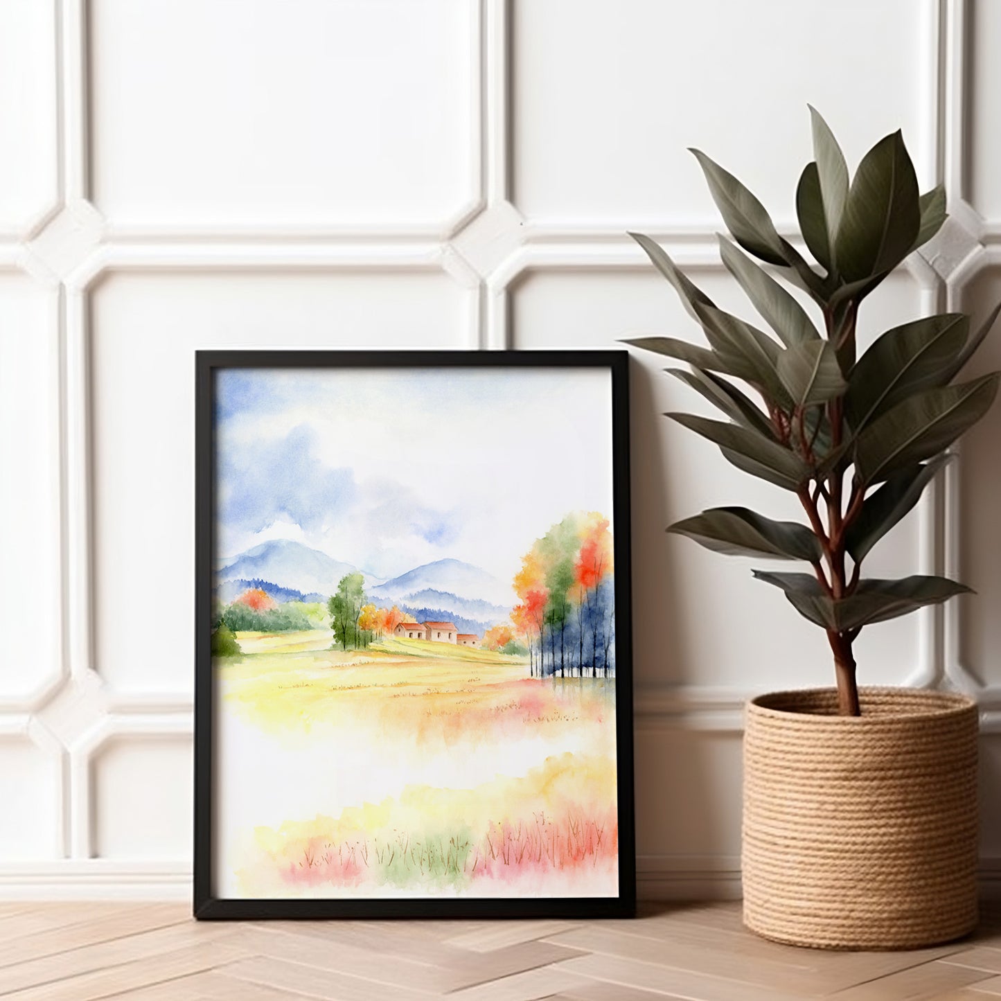 Sacred Countryside | Autumn Countryside Watercolor Art Print