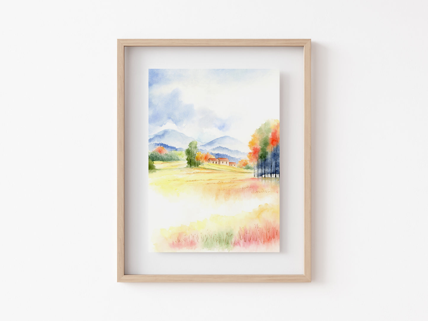 Sacred Countryside | Autumn Countryside Watercolor Art Print