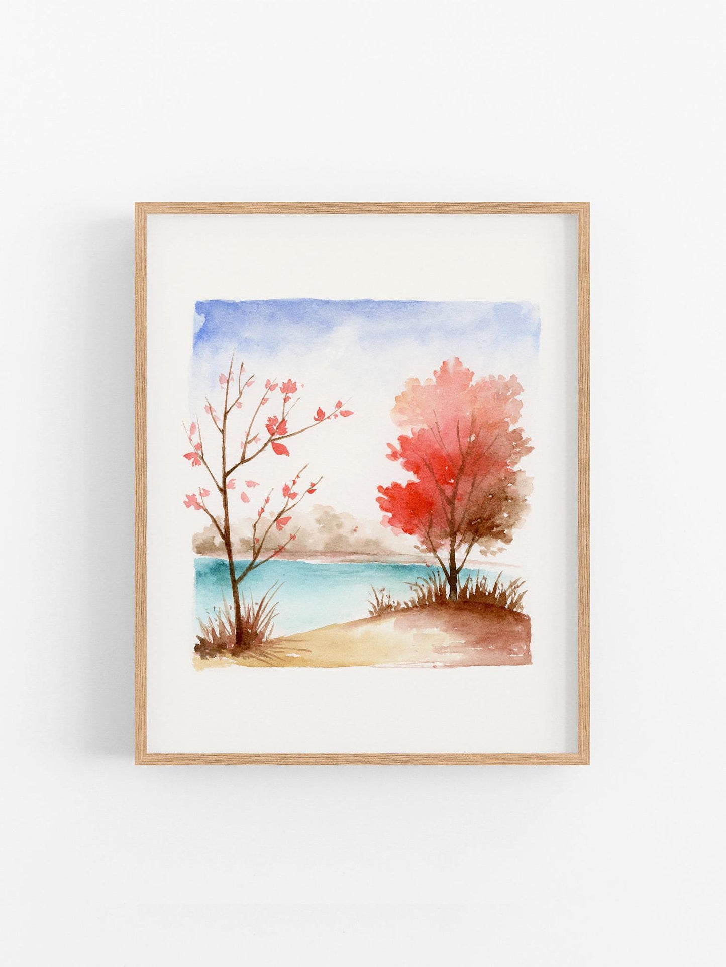Serene Fall Scene | Landscape Watercolor Art Print