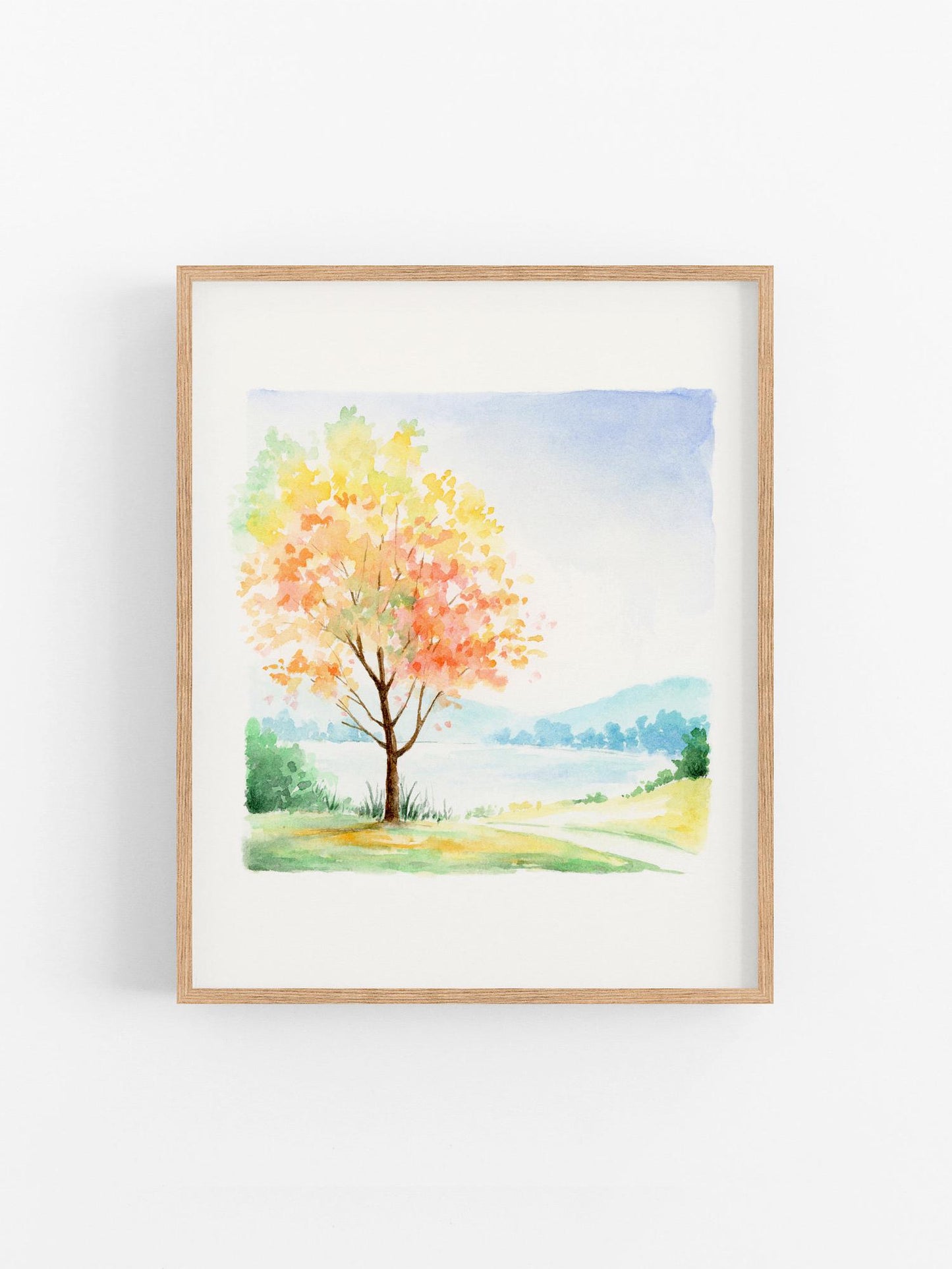 Autumn Tree | Simple Landscape Watercolor Art Print