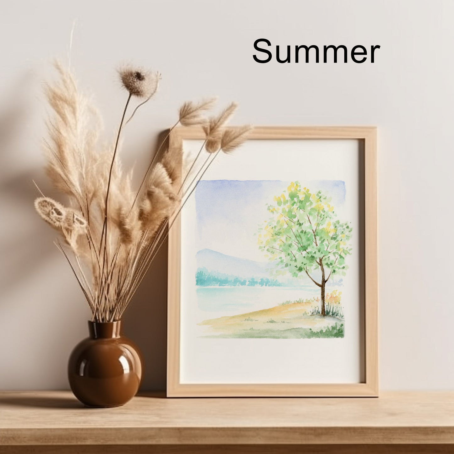 Set of 4 Tree Art Prints | Four Seasons Landscape Watercolor Art Print