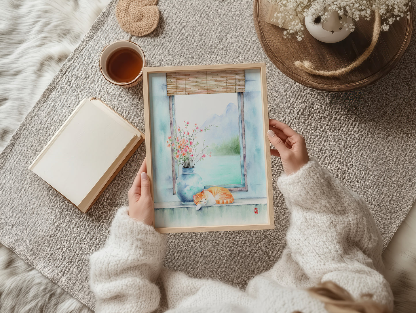 Ethereal Curiosity | Cat Watercolor Art Print