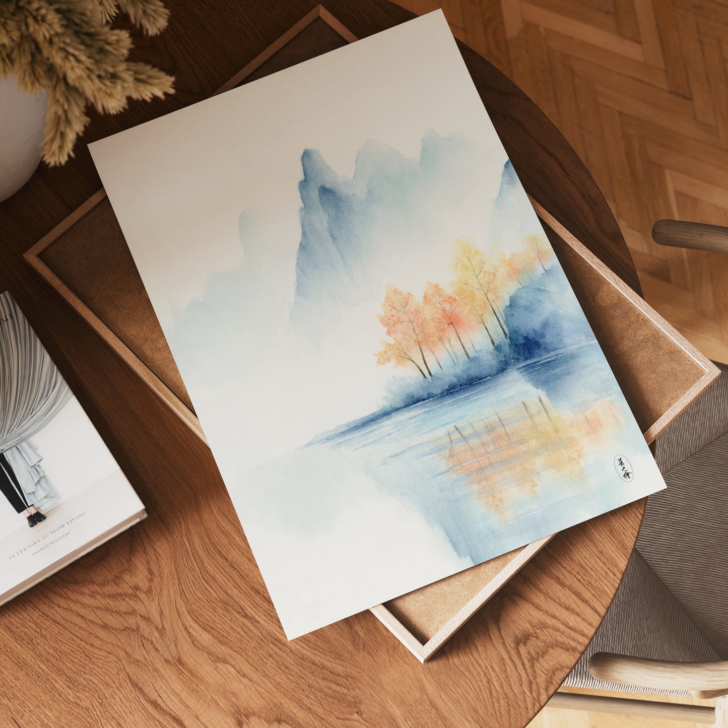 Graceful Voyage | Set of 2 Traditional Style Lake Watercolor Art Prints