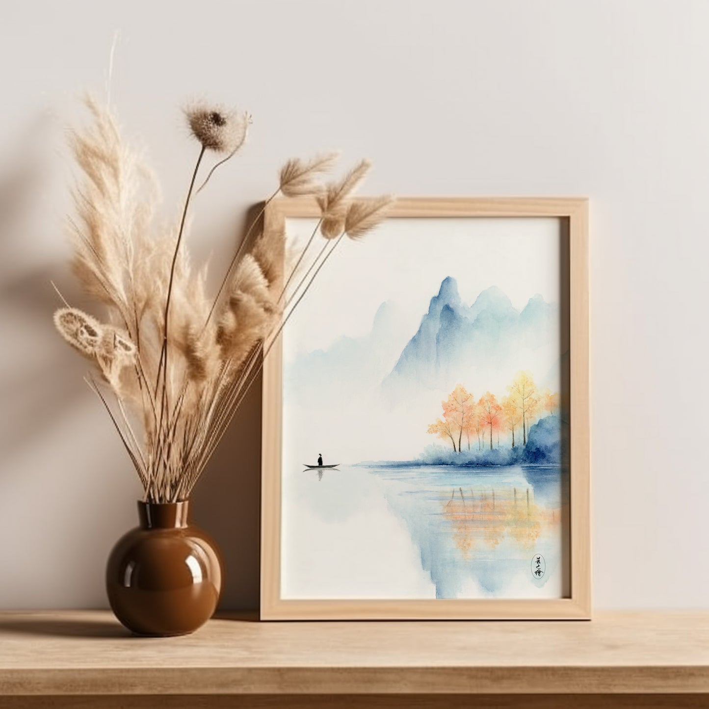 Lake of Harmony | Oriental Landscape Watercolor Art Print
