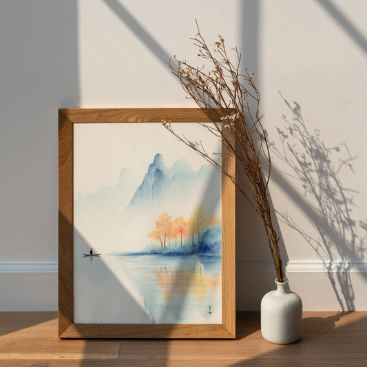 Lake of Harmony | Oriental Landscape Watercolor Art Print