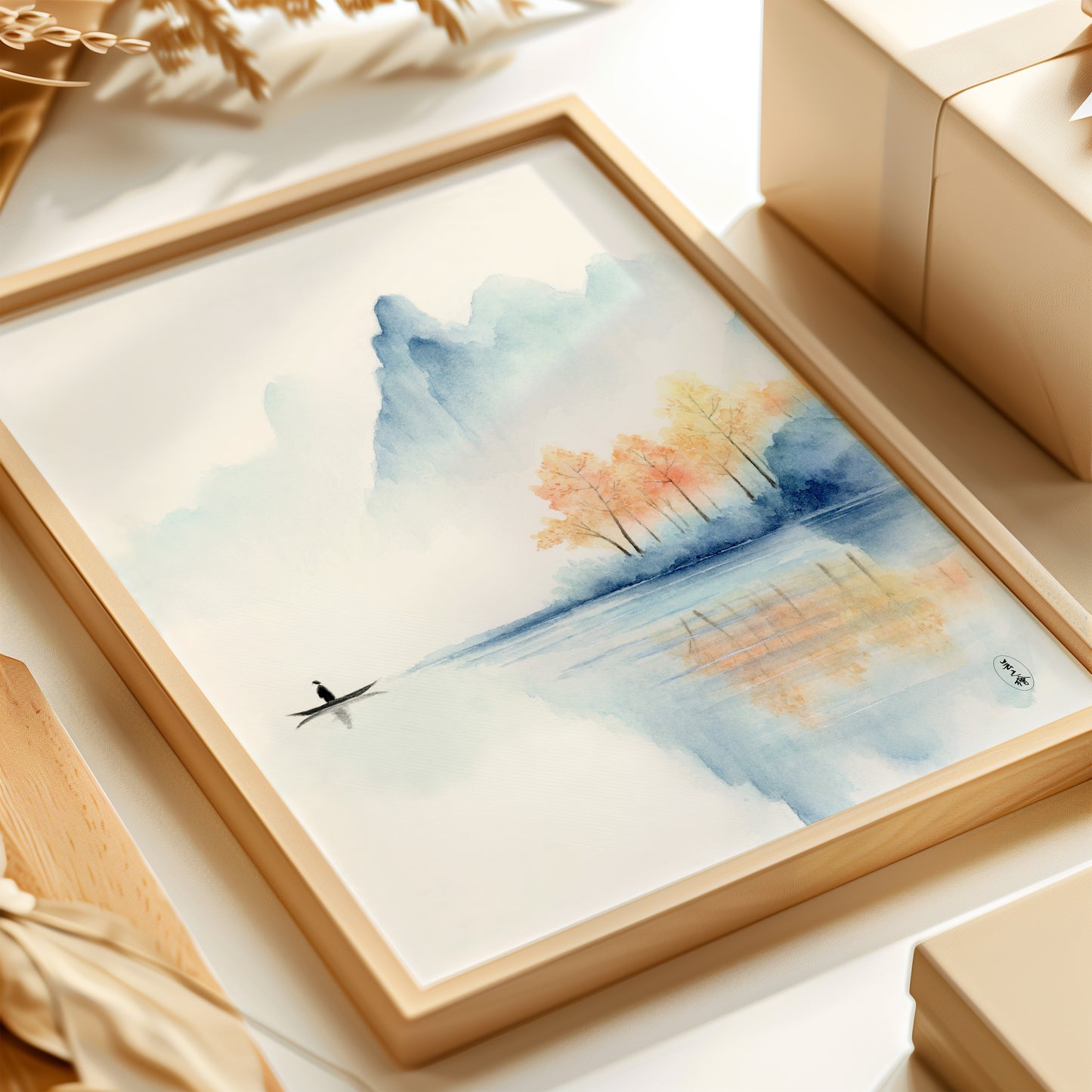 Lake of Harmony | Oriental Landscape Watercolor Art Print
