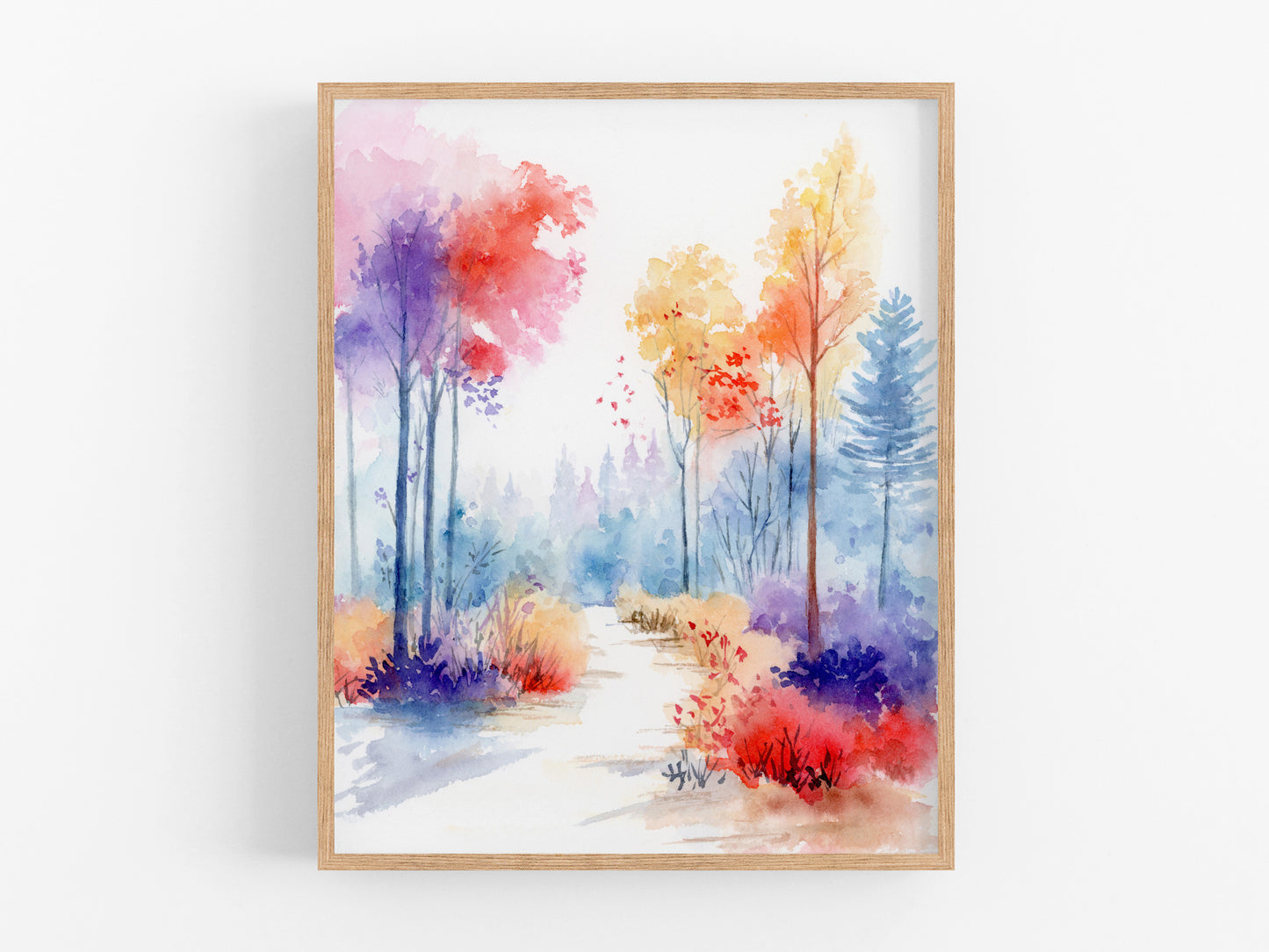 Vivid Woodland | Autumn Forest Landscape Watercolor Art Print