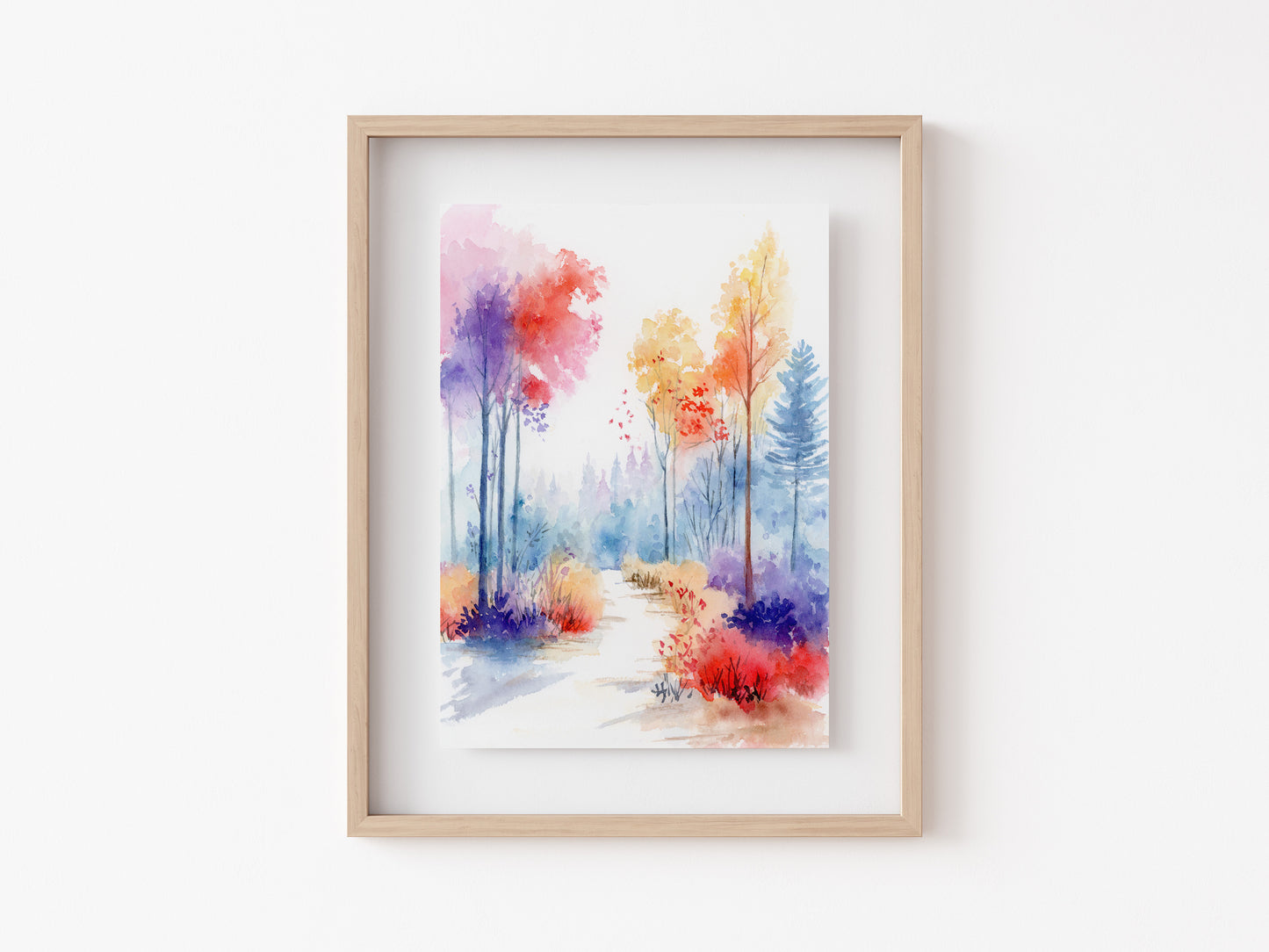 Vivid Woodland | Autumn Forest Landscape Watercolor Art Print