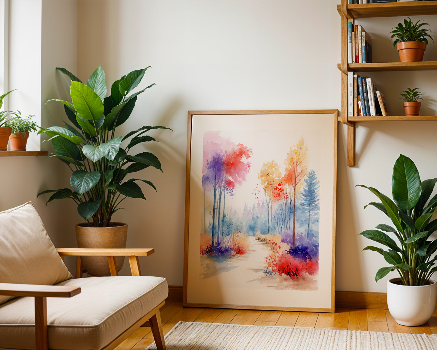 Vivid Woodland | Autumn Forest Landscape Watercolor Art Print