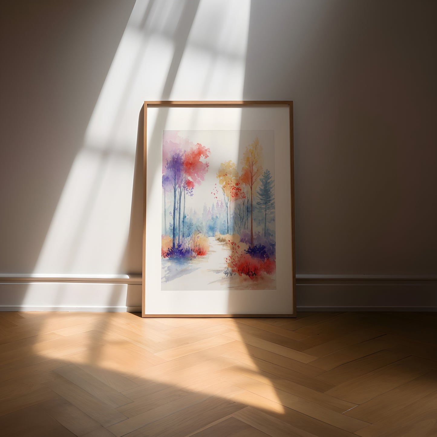 Vivid Woodland | Autumn Forest Landscape Watercolor Art Print