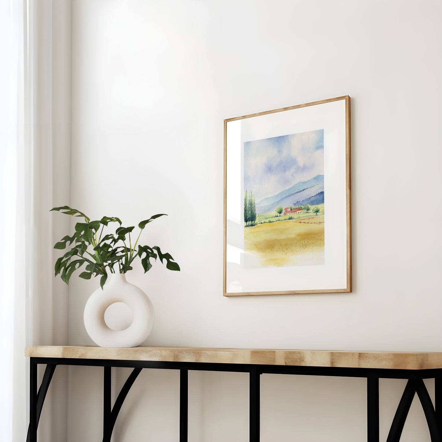 Amber Fields | Country Landscape Watercolor Art Print