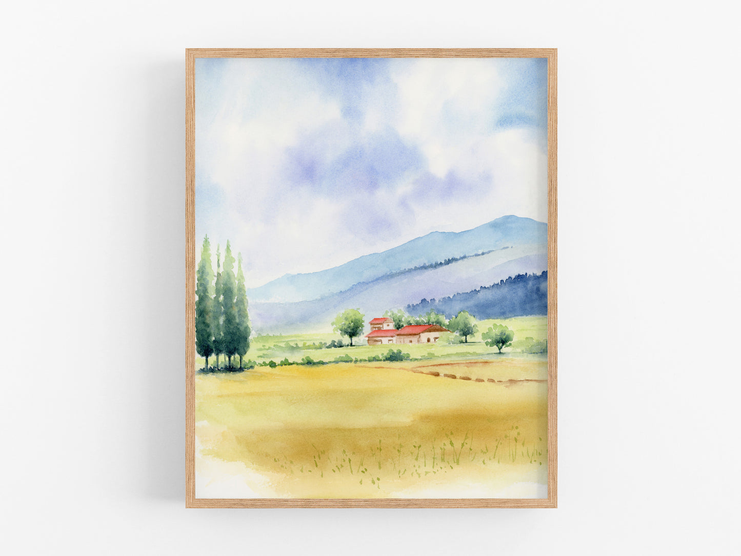 Amber Fields | Country Landscape Watercolor Art Print