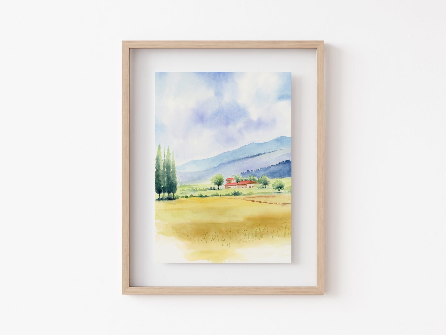 Amber Fields | Country Landscape Watercolor Art Print