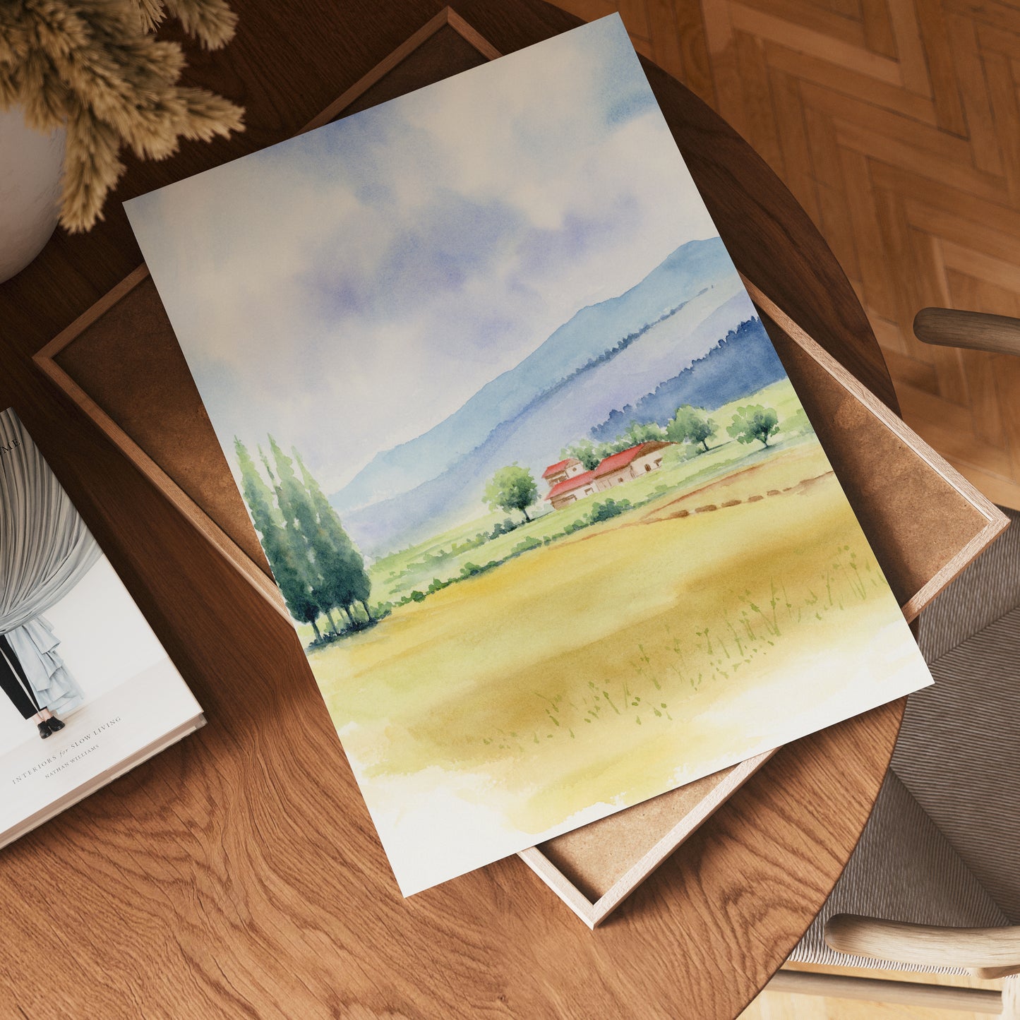Amber Fields | Country Landscape Watercolor Art Print