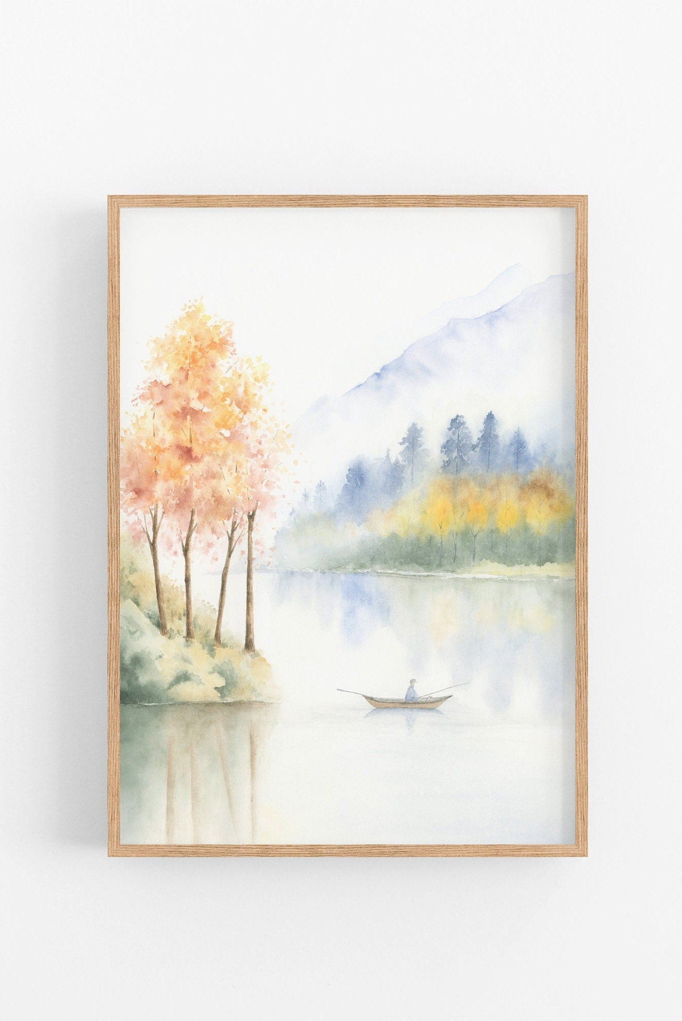 Maroon Awakening | Autumn Mountain Lake Watercolor Art Print