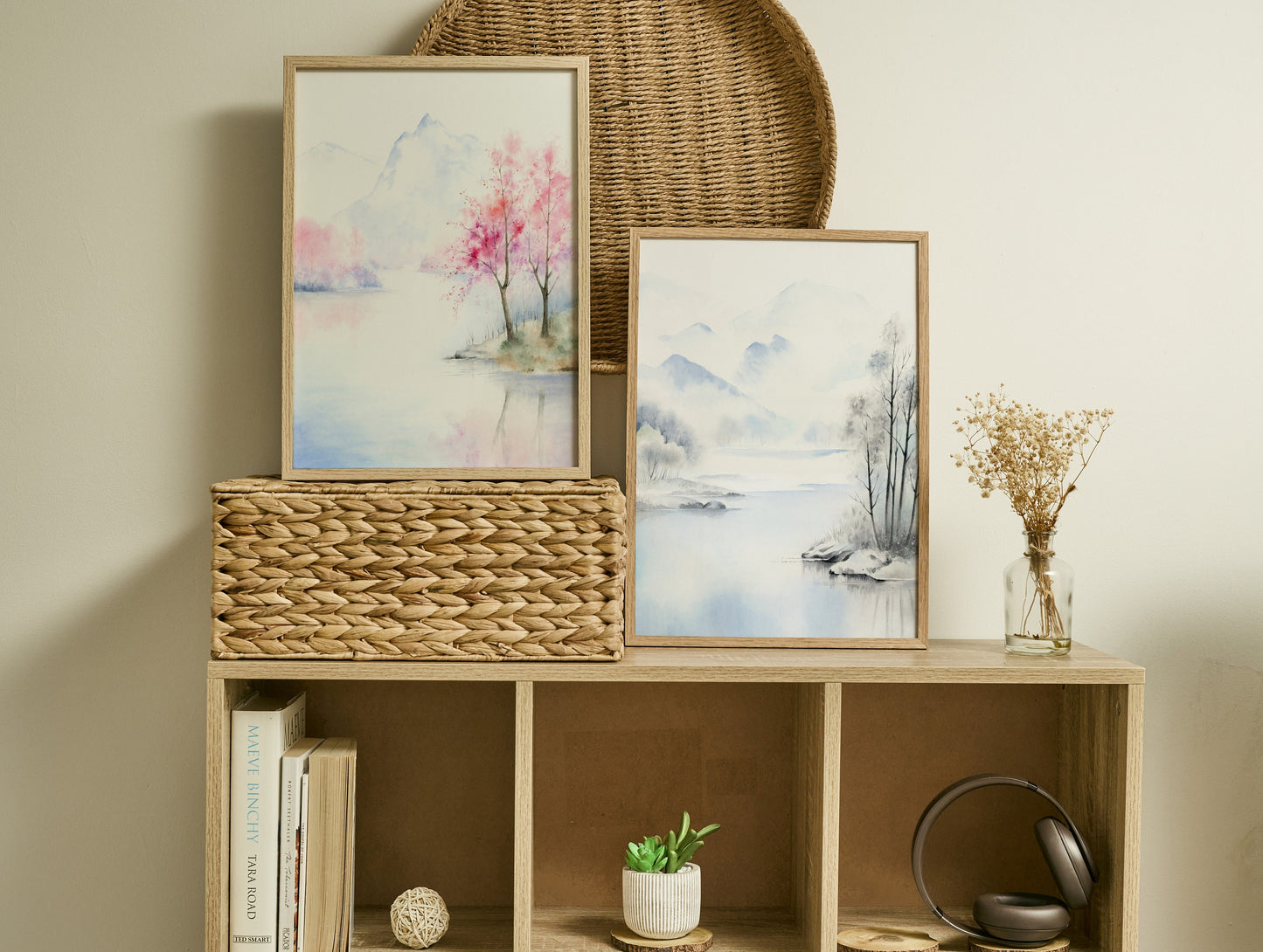 Set of 2 Landscape Prints | Four Seasons Watercolor Landscape Art Print