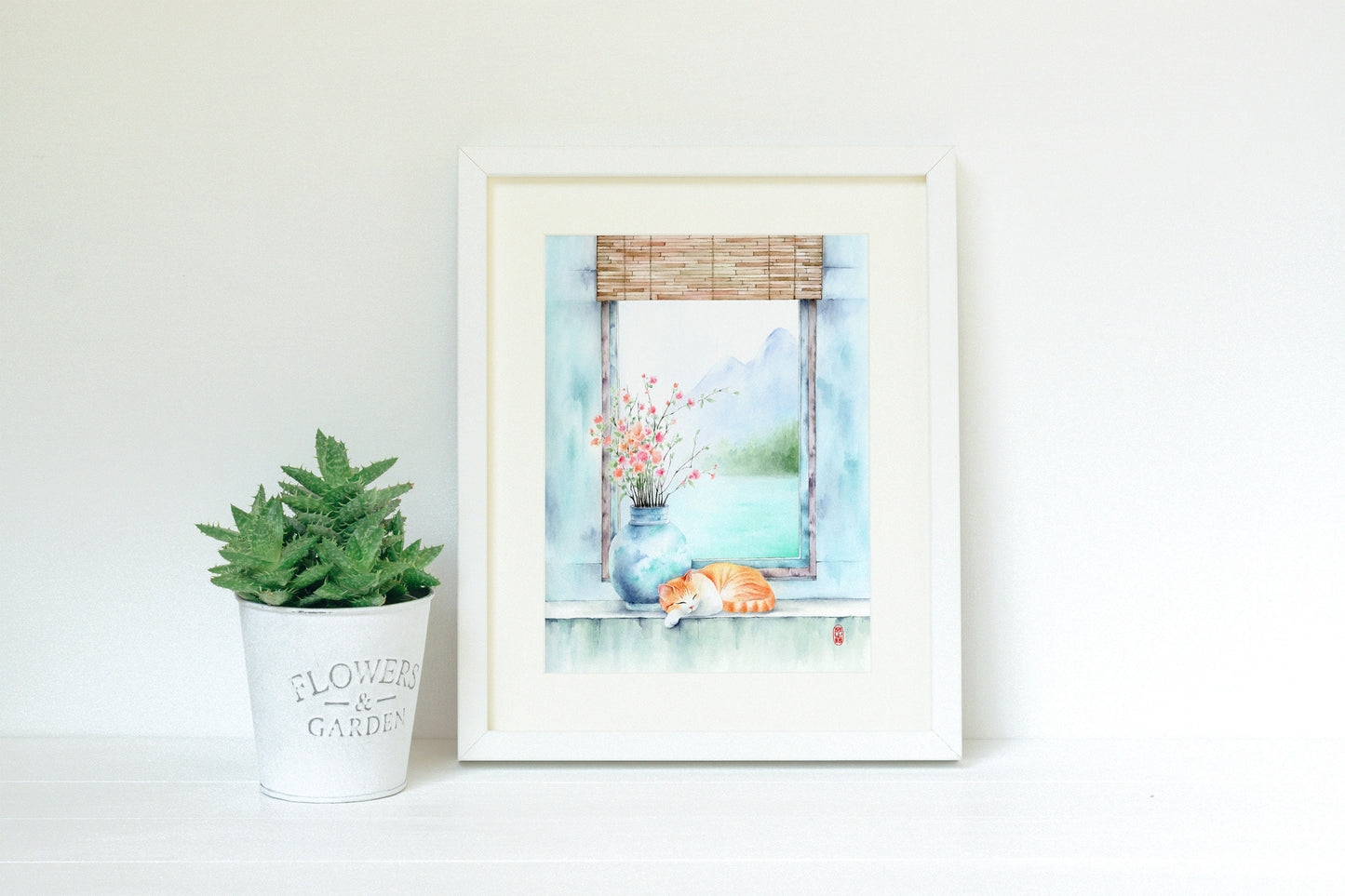 Set of 2 Cute Cat Prints | Pick from 3 Oriental Cat Watercolor Art Prints