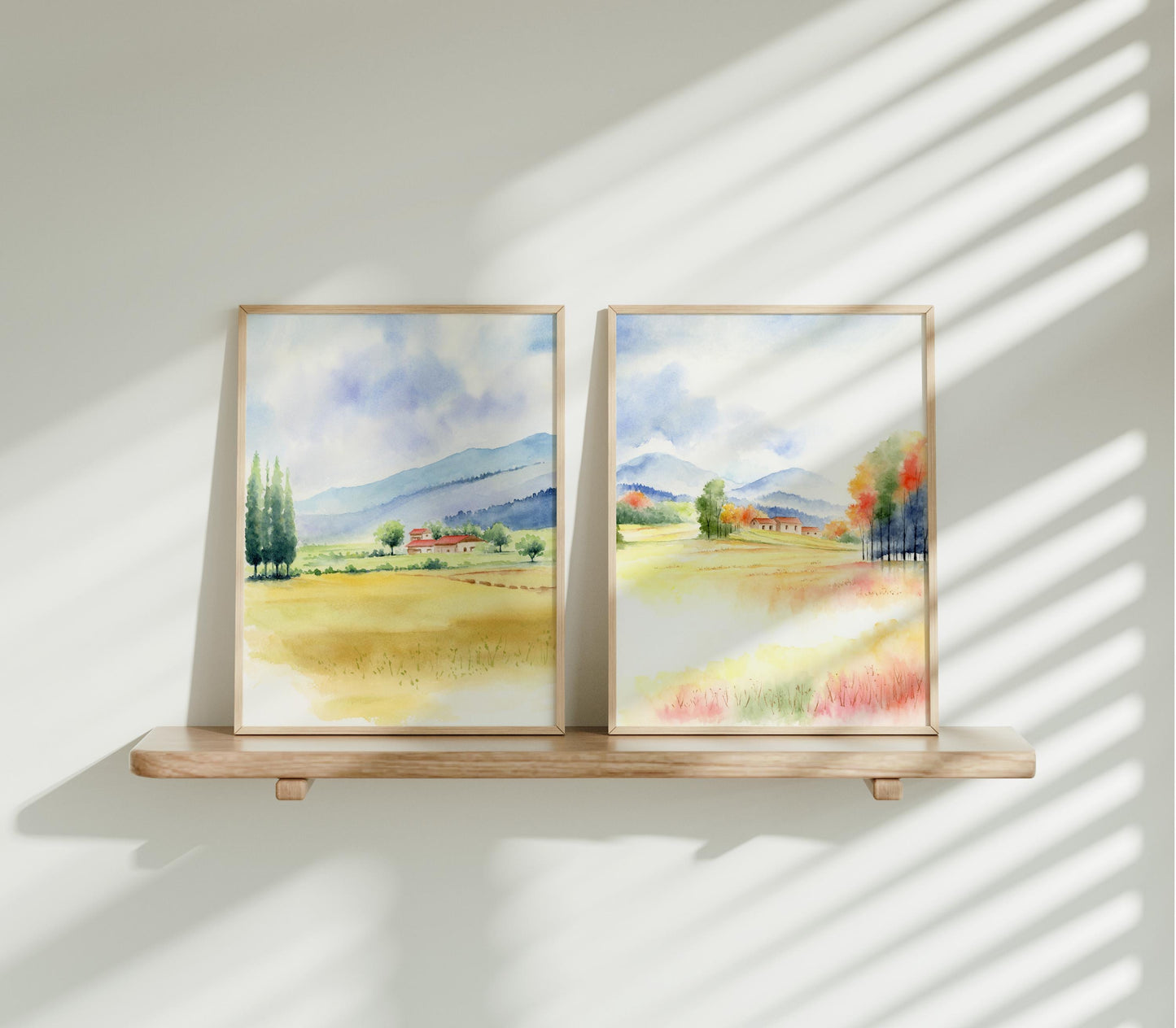 Country Roads| Set of 2 Watercolor Country Landscape Art Prints