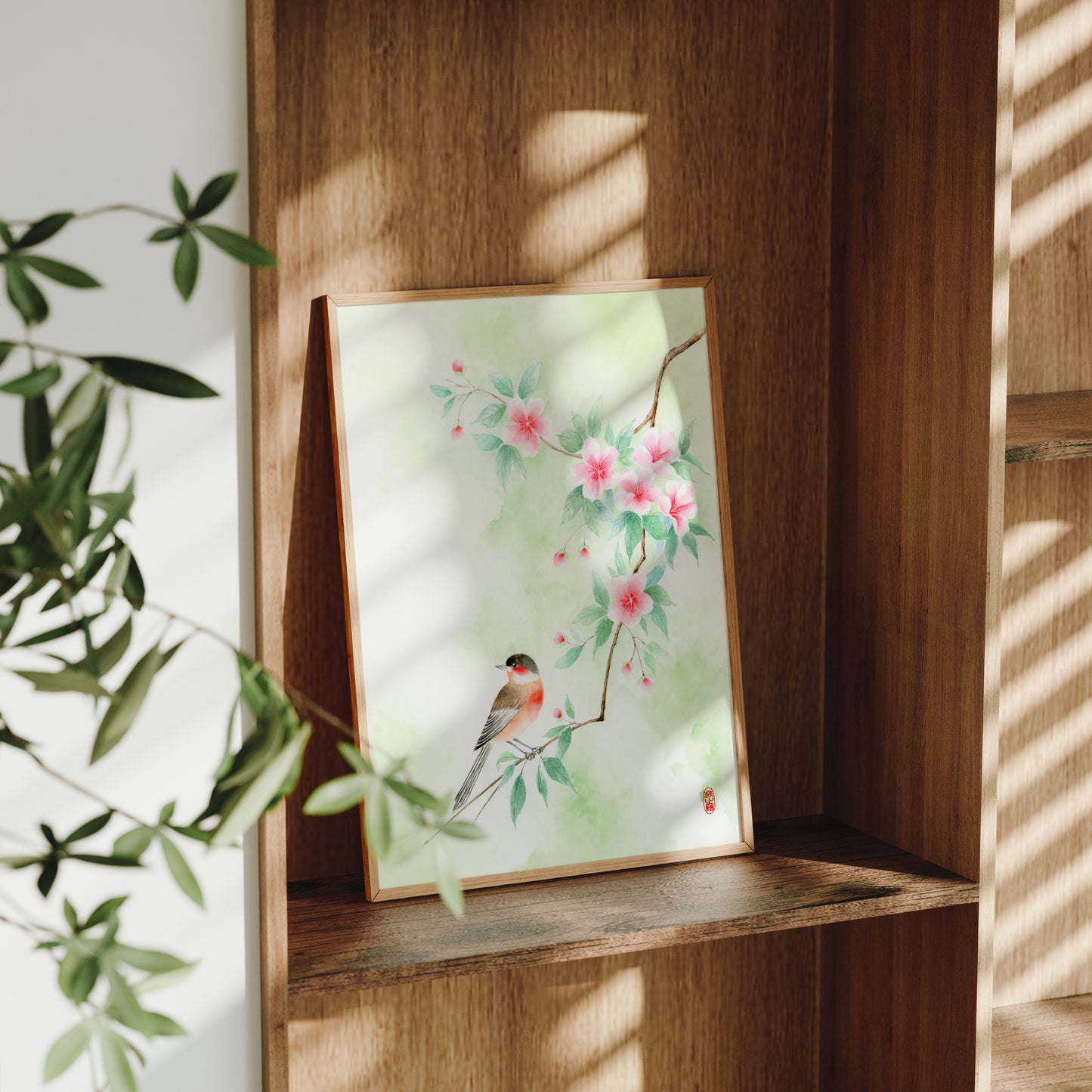 Verdant Overlook | Oriental Floral Bird Watercolor Art Print