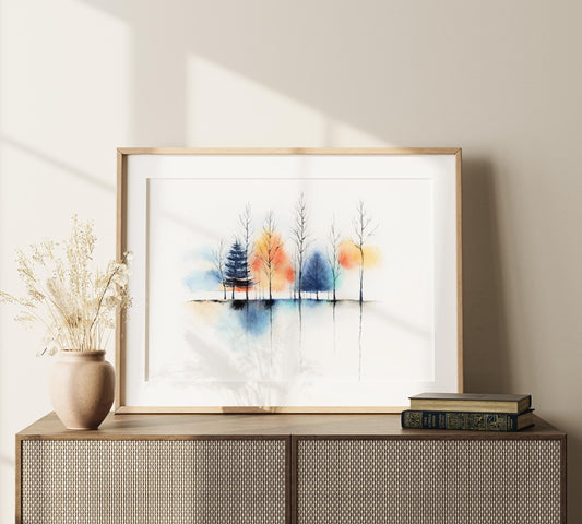 Abstract Reverie | Abstract Landscape Tree Watercolor Print