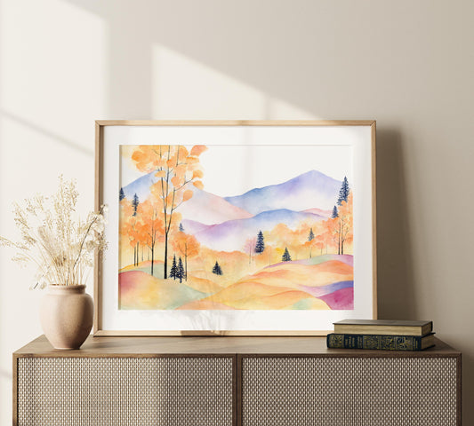 Hills in Spring | Abstract Landscape Watercolor Print