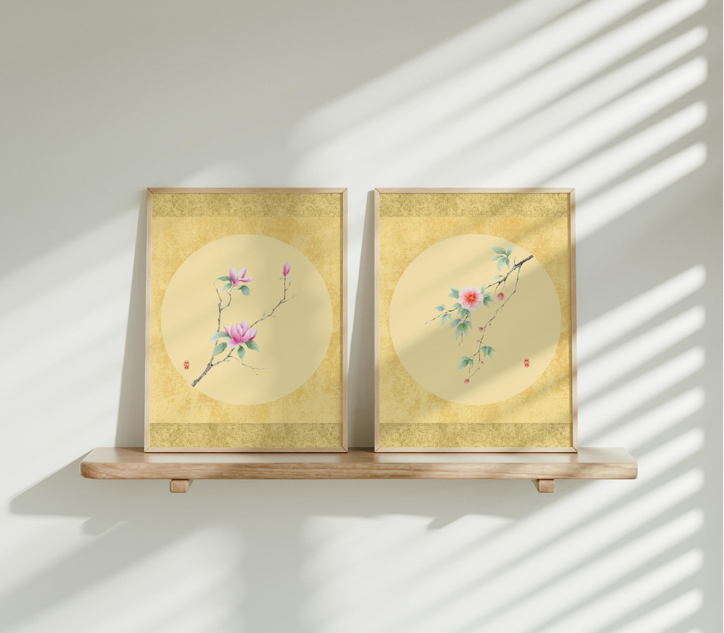 Set of 2 Vintage Floral Art Prints | Camellia & Magnolia Watercolor Painting
