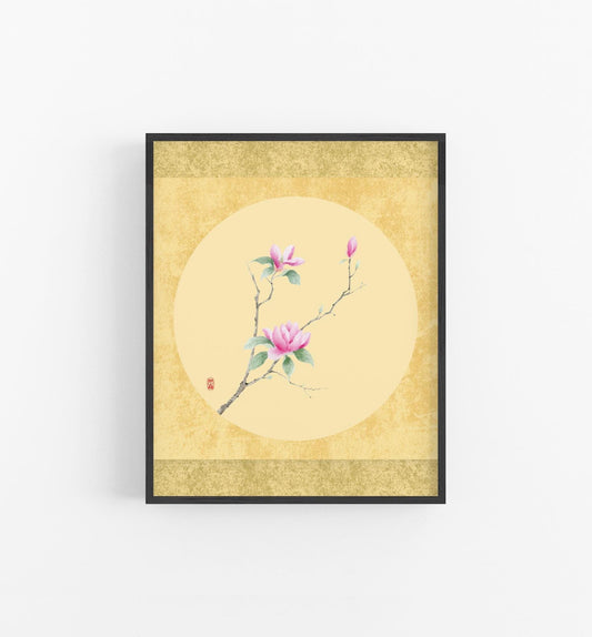 Antique Serenity | Vintage Magnolia Floral Watercolor Art Print