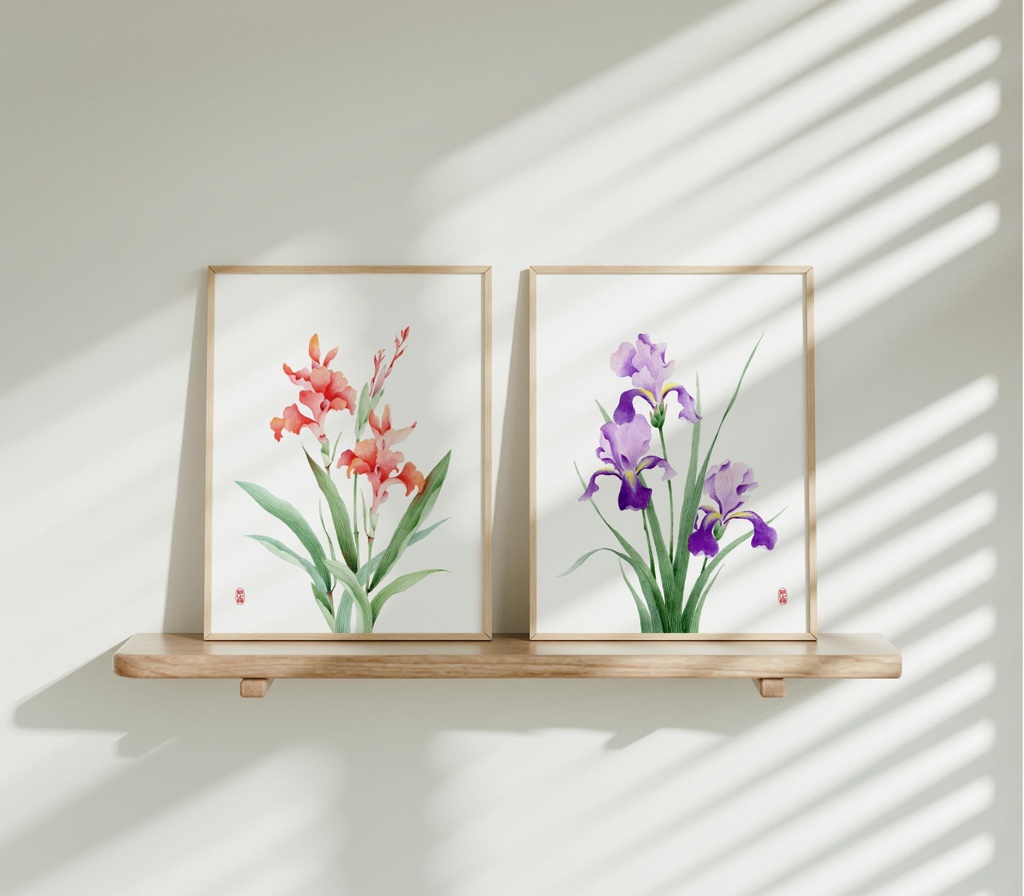Set of 2 Floral Art Prints | Canna and Iris Watercolor Art Print