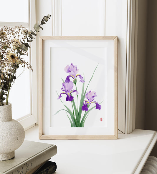Boundless Violet | Iris Watercolor Art Print