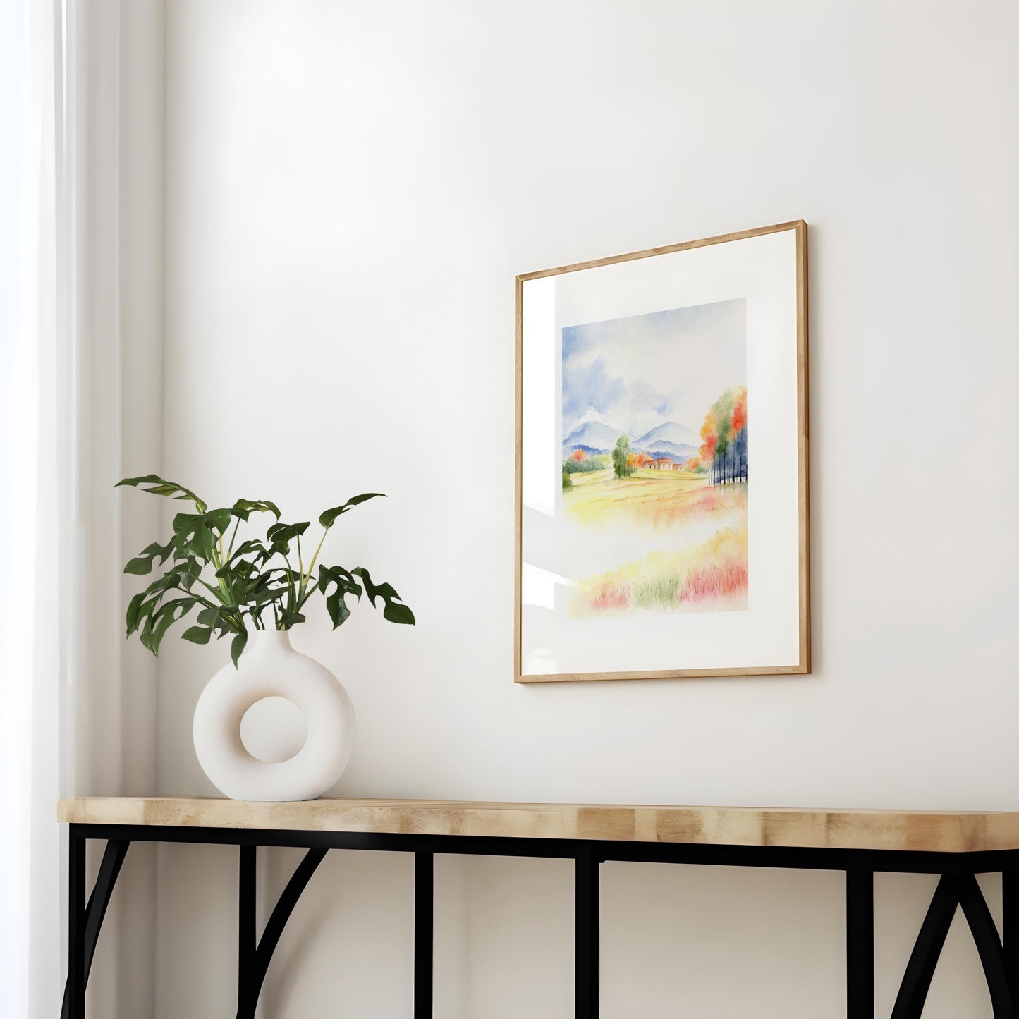 Sacred Countryside | Autumn Countryside Watercolor Art Print