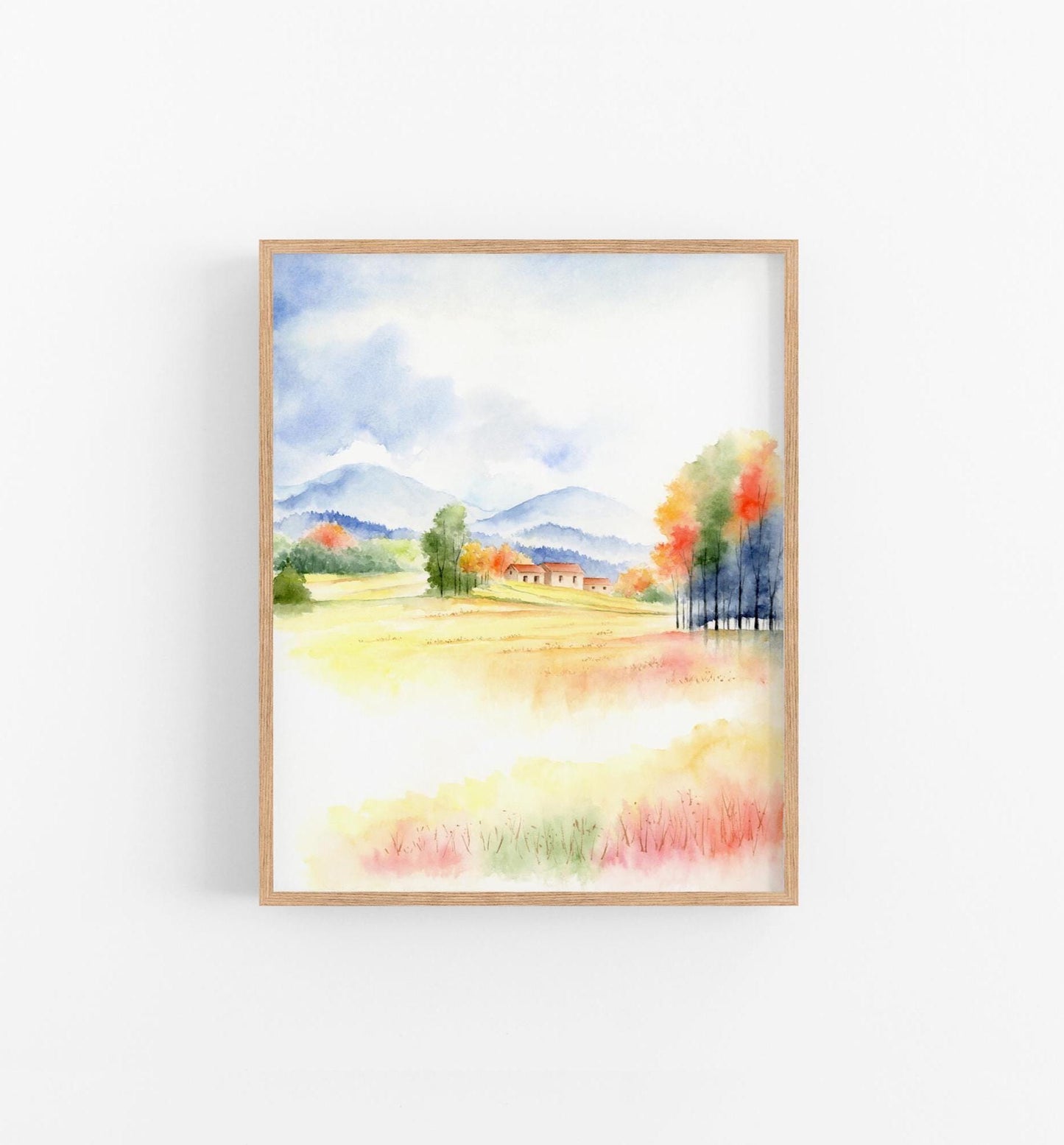 Sacred Countryside | Autumn Countryside Watercolor Art Print