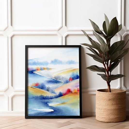 Chromatic Hills | Abstract Landscape Watercolor Art Print